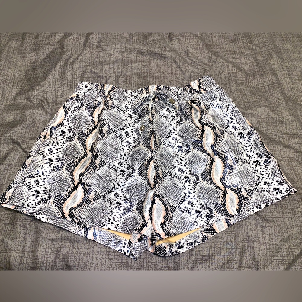 Faux leather snake skin shorts